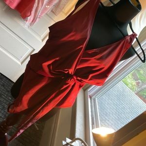 Merlot / cranberry / red wine color swim suit high thigh / plunge neck